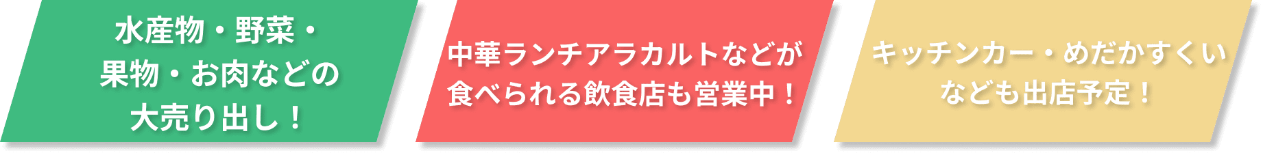 ⽔産物・野菜・果物⼤売り出し！